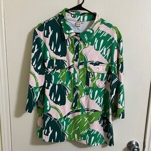 EUC Persifor XXL Women’s Tropical Palm Leaf Button Down Blouse